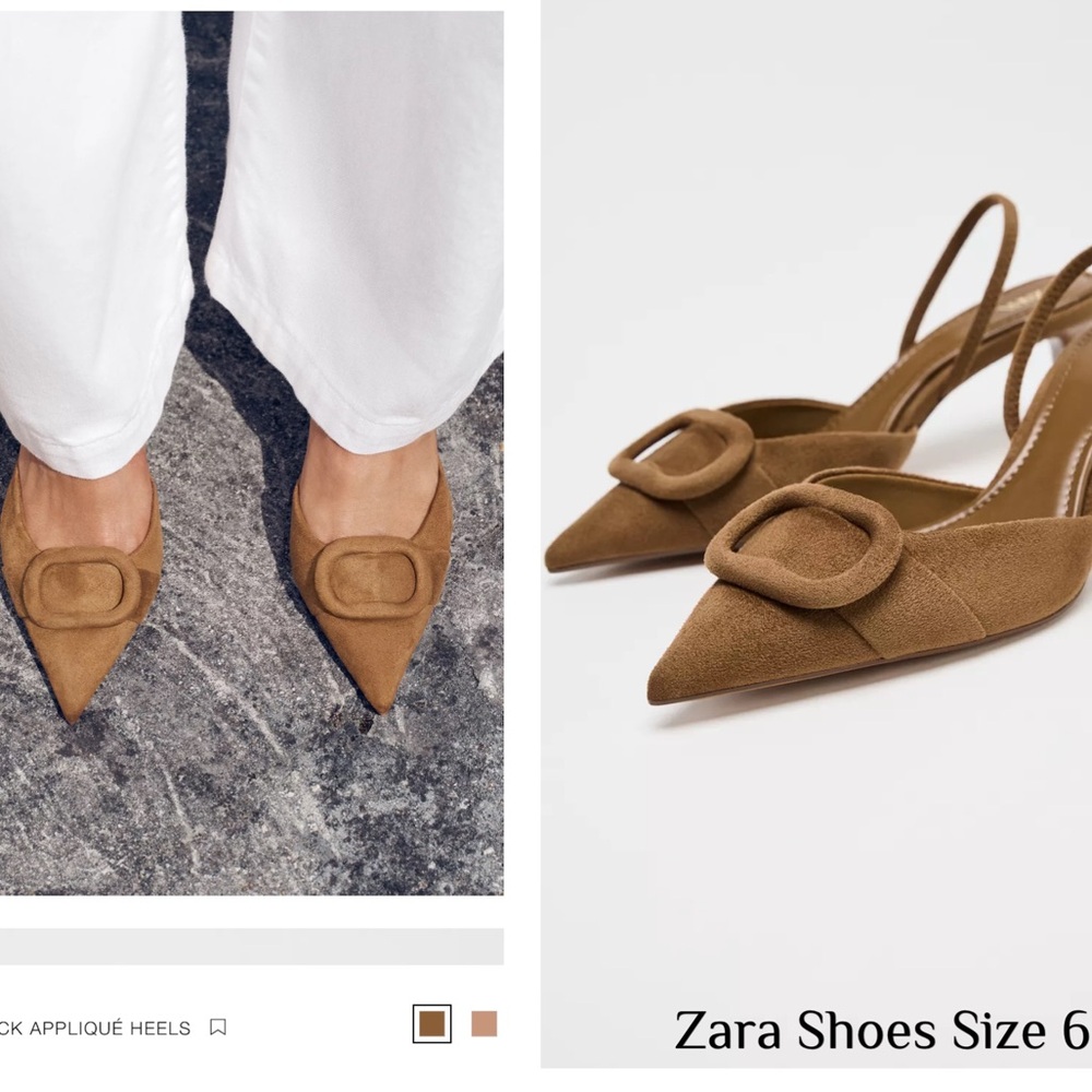 Zara Tan Slingback Heels Modern Minimalist Design